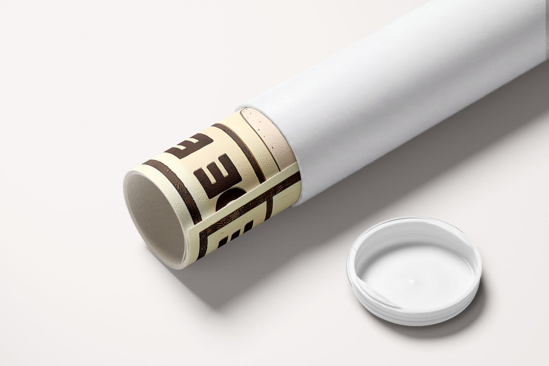 « Le monde est facile quand tu vises l'Univers — Crème & Sable » — toile enroulée dans son tube de protection