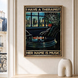 “I have a therapist, her name is music” — cotton-linen canvas, lifestyle A