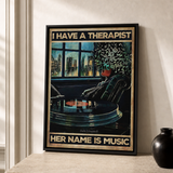“I have a therapist, her name is music” — cotton-linen canvas, lifestyle B