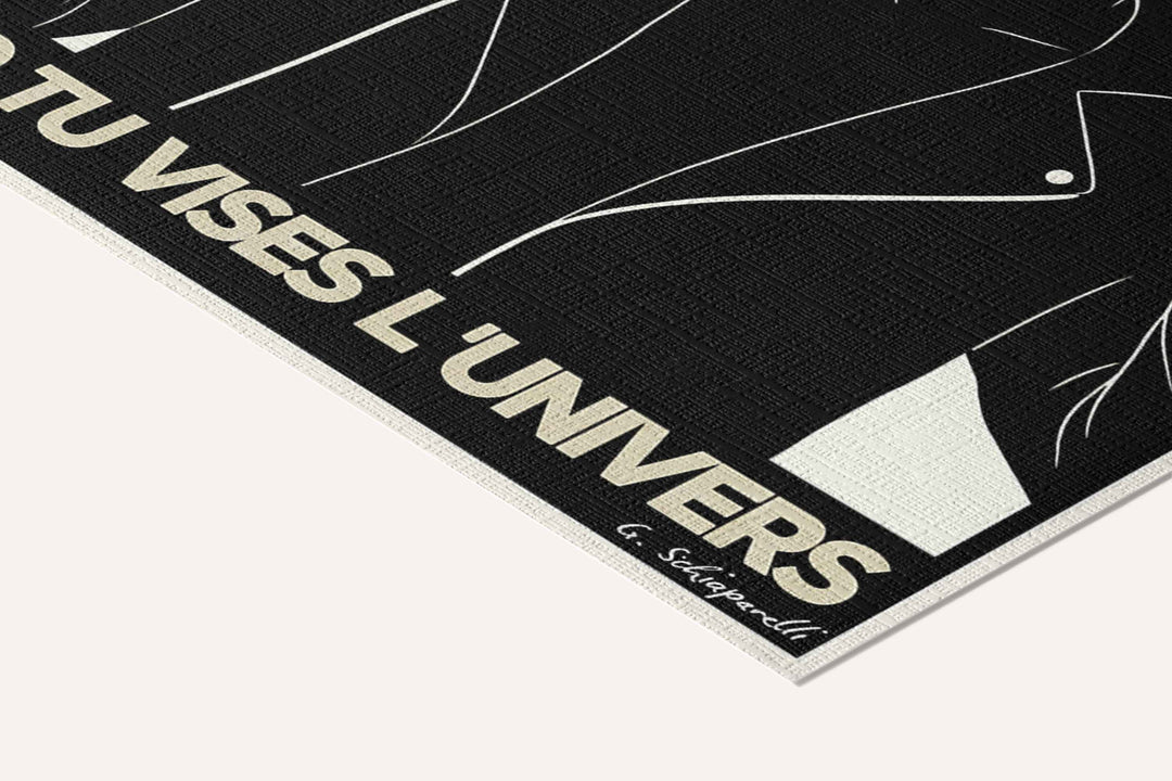 « Le monde est facile quand tu vises l'Univers — Atelier II » — toile texturée, détail du coin inférieur droit