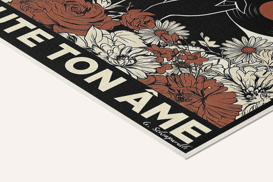 « Libère ton esprit, trouve ton âme — Atelier » — toile texturée, détail du coin inférieur droit