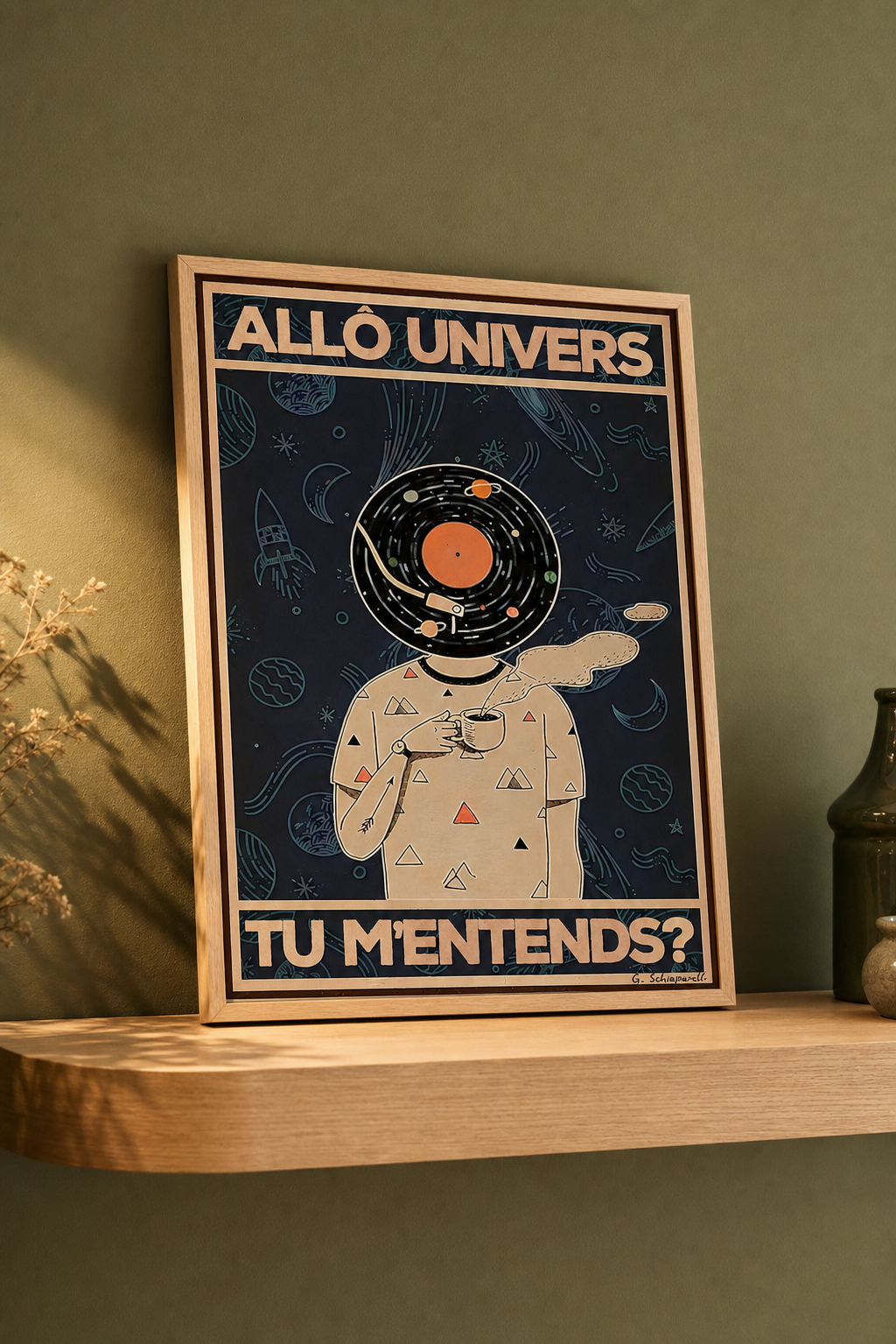 « Allô Univers, tu m'entends? » — Art Print encadré, mise en situation 2