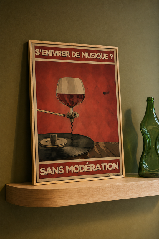 « S'enivrer de musique? Sans modération » — Art Print encadré, mise en situation 1