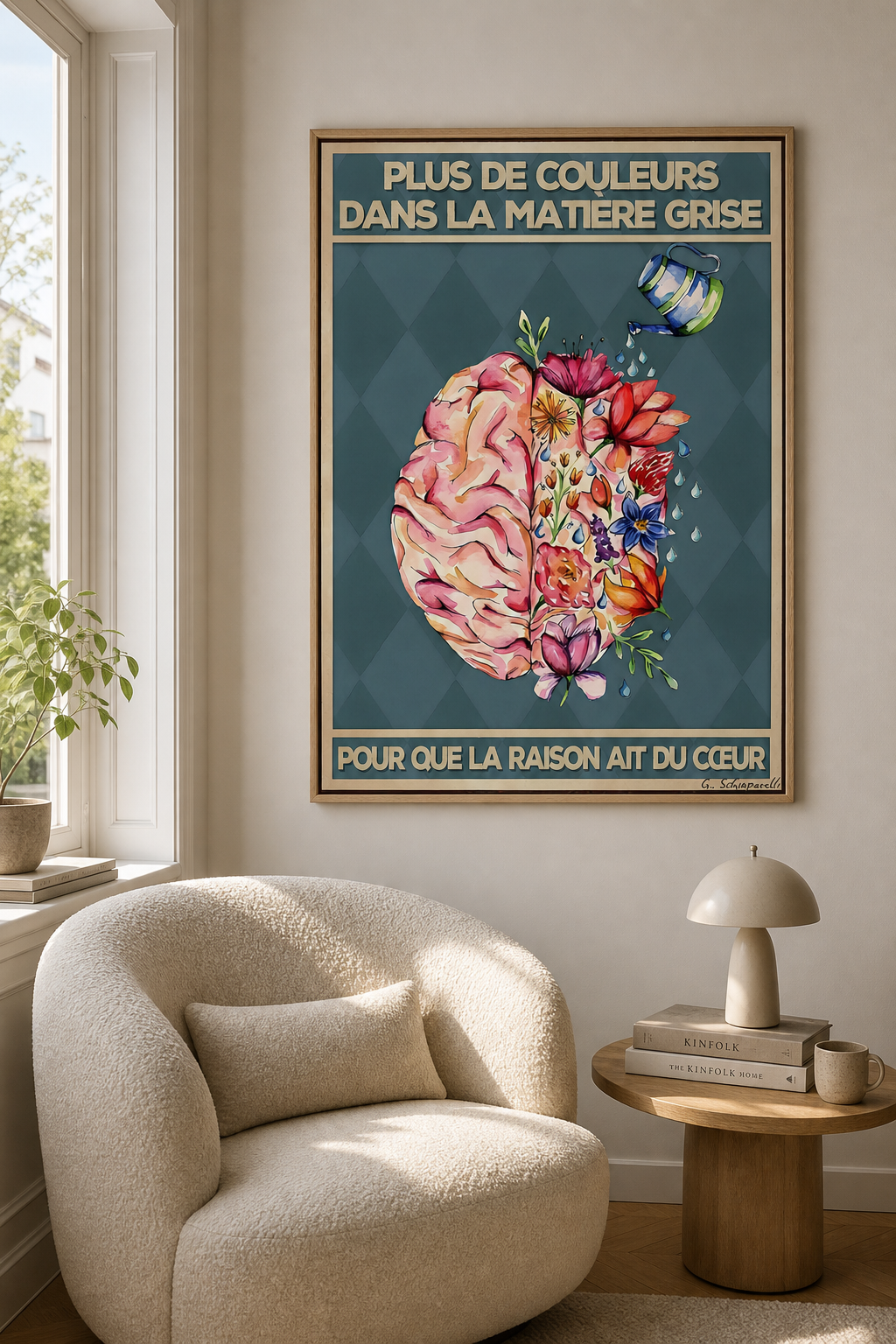 « Plus de couleurs dans la matière grise, pour que la Raison ait du cœur » — Art Print encadré, mise en situation 2