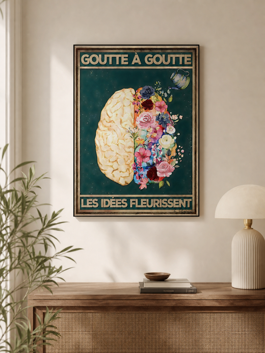 « Goutte à goutte les idées fleurissent » — Art Print encadré, mise en situation 1