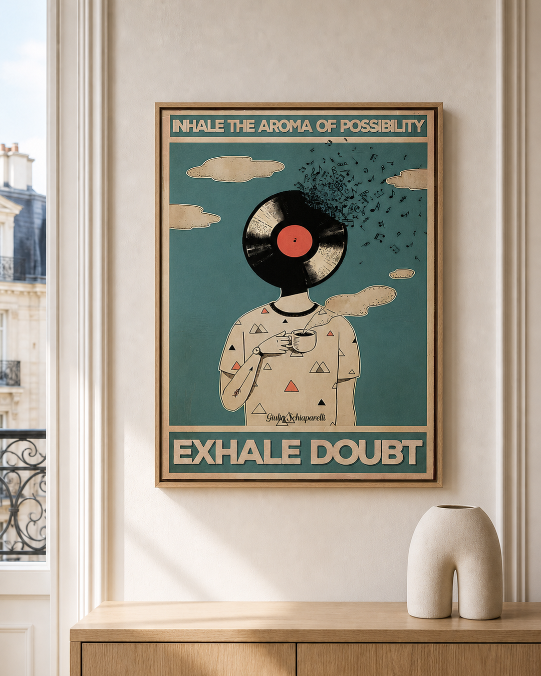 “Inhale the aroma of possibility, exhale doubt” — cotton-linen canvas, lifestyle A