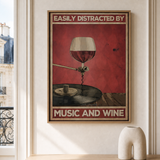 “Easily distracted by music and wine” — cotton-linen canvas, lifestyle A