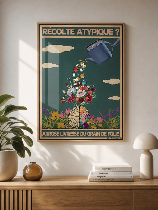 « Recolte atypique? Arrose livresse du grain de folie  » — Art Print encadré, mise en situation 1