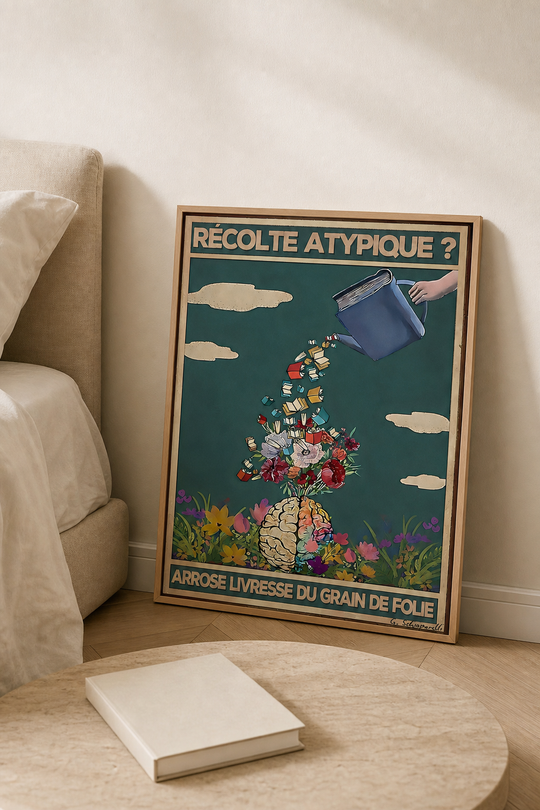 « Recolte atypique? Arrose livresse du grain de folie  » — Art Print encadré, mise en situation 2