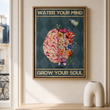 “Water your mind grow your soul” — cotton-linen canvas, lifestyle A