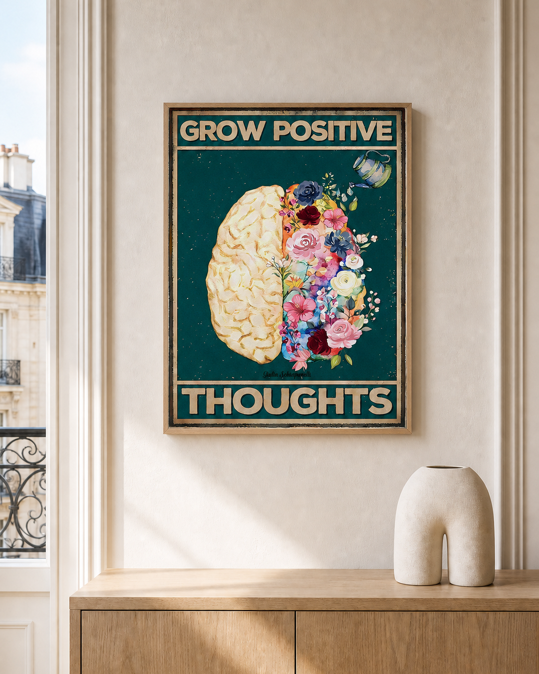 “Grow positive thoughts” — cotton-linen canvas, lifestyle A