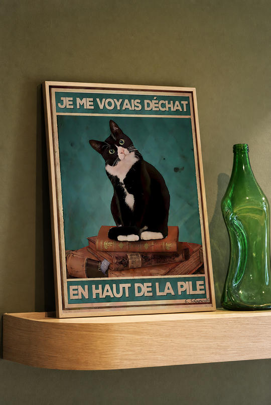 « Je me voyais déchat en haut de la pile » — Art Print encadré, mise en situation 1