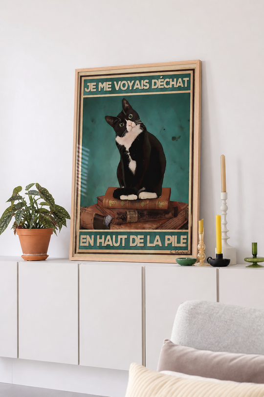 « Je me voyais déchat en haut de la pile » — Art Print encadré, mise en situation 2
