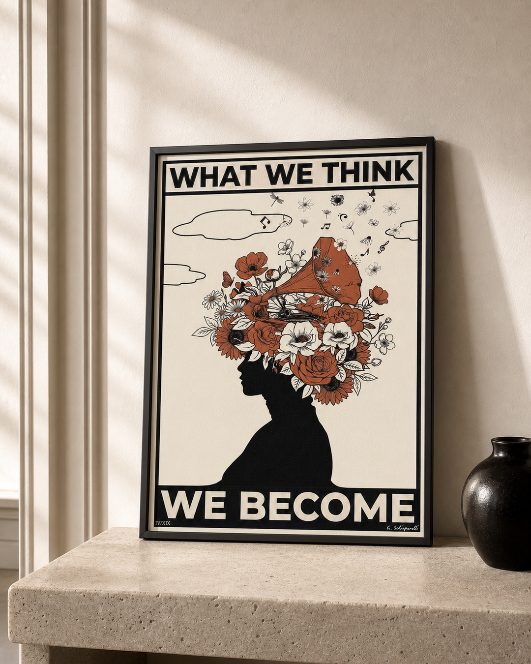 “What we think, we become — Atelier” — cotton-linen canvas, lifestyle B