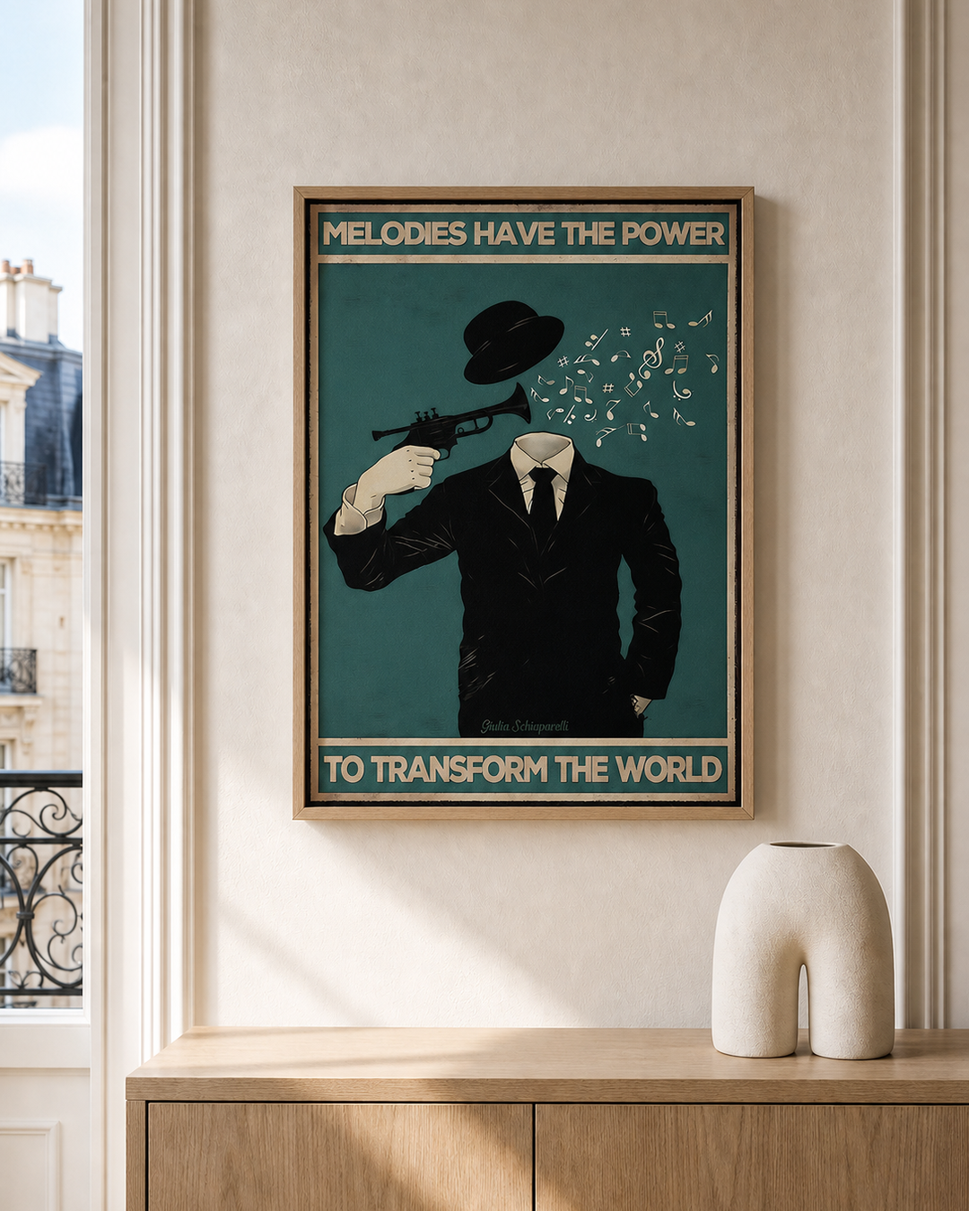 “Melodies have the power to transform the world” — cotton-linen canvas, lifestyle A