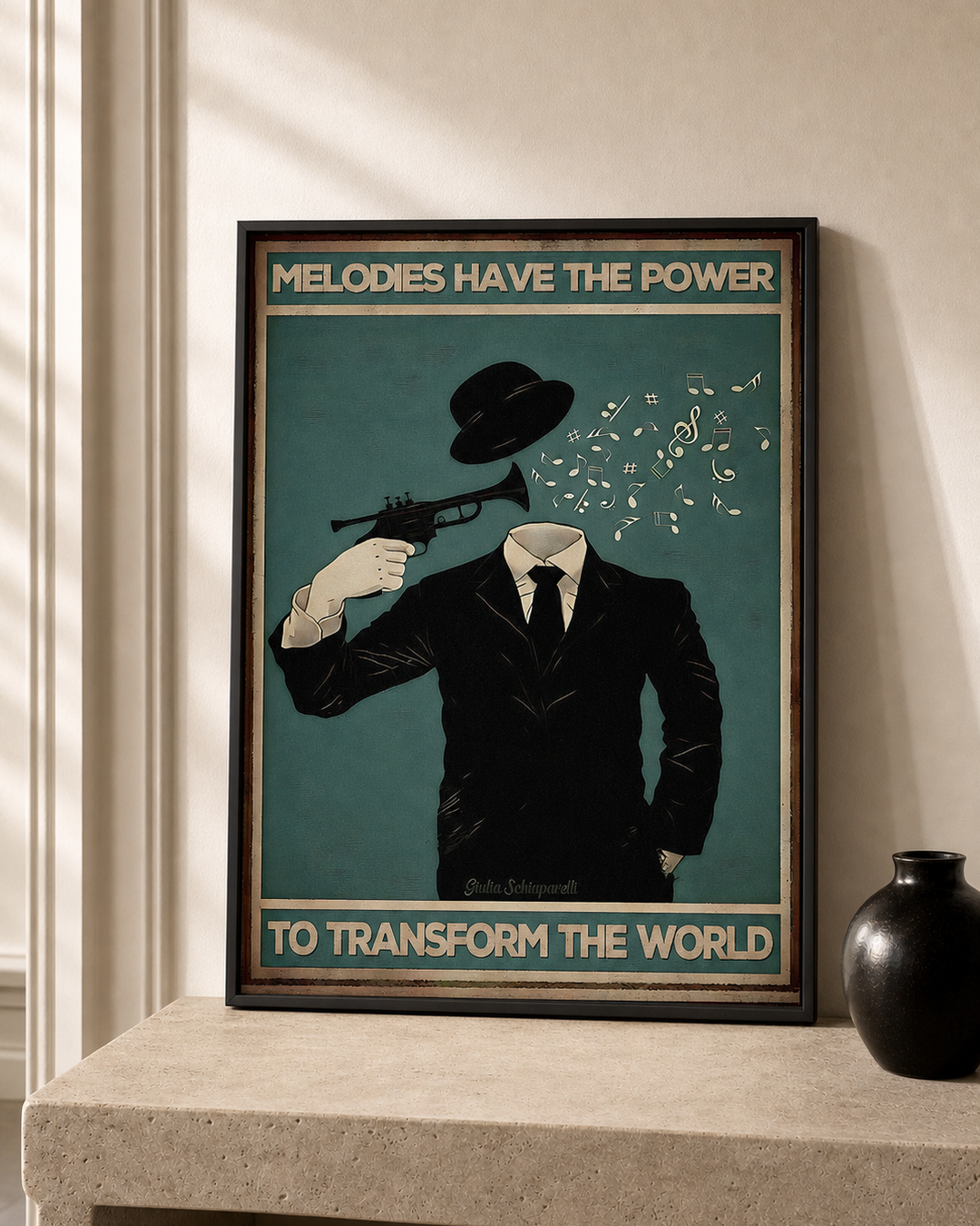 “Melodies have the power to transform the world” — cotton-linen canvas, lifestyle B