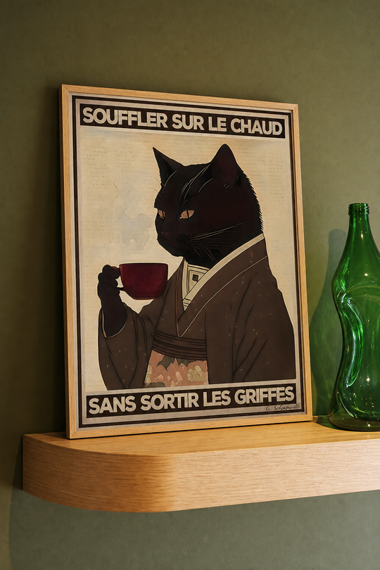 « Souffler sur le chaud sans sortir les griffes » — Art Print encadré, mise en situation 1