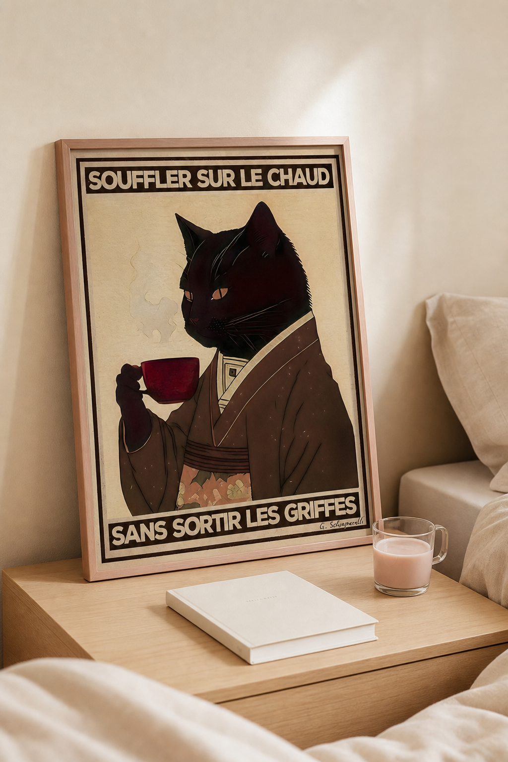 « Souffler sur le chaud sans sortir les griffes » — Art Print encadré, mise en situation 2