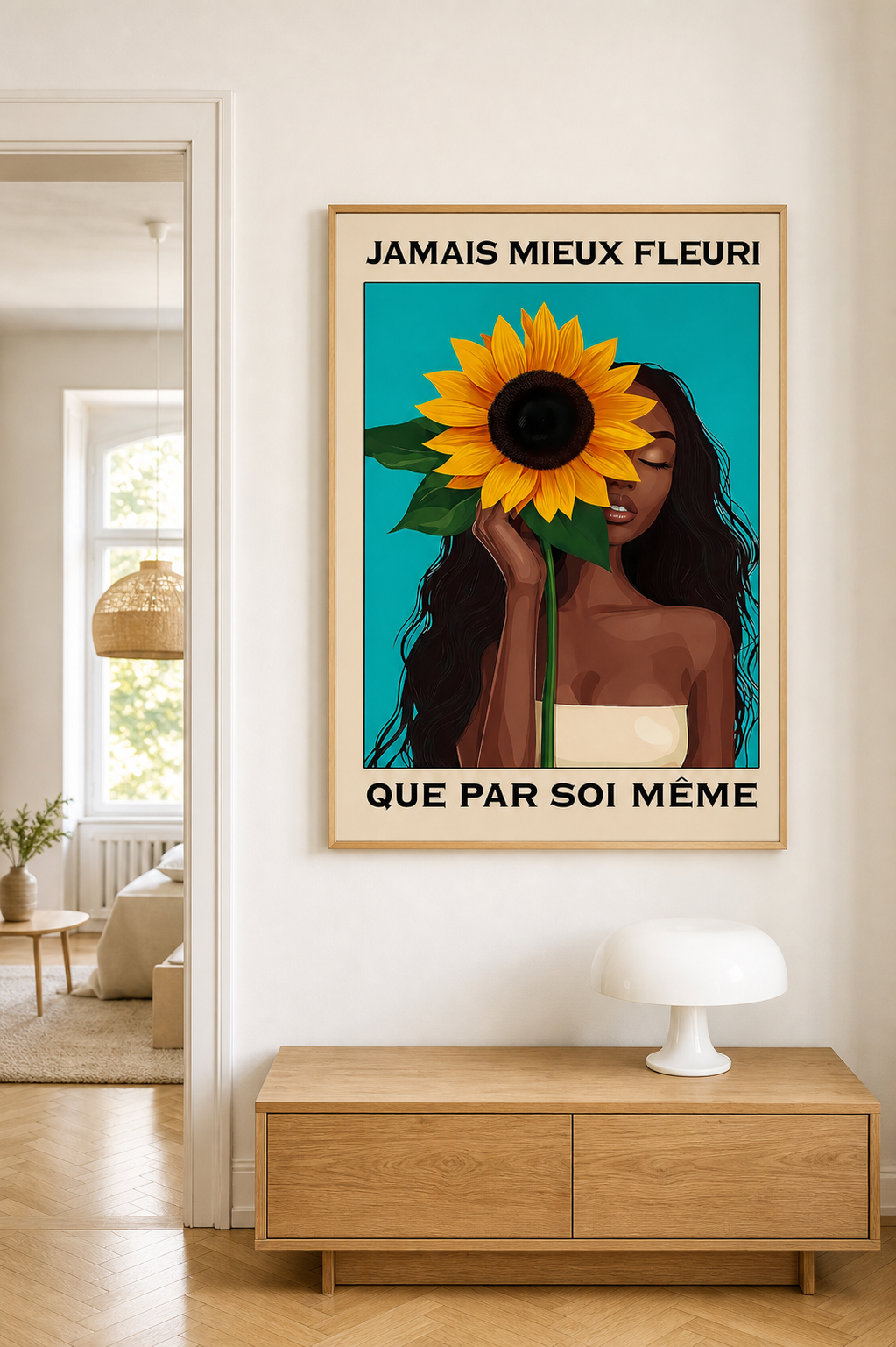 « Jamais mieux fleuri que par soi même » — Art Print encadré, mise en situation 1