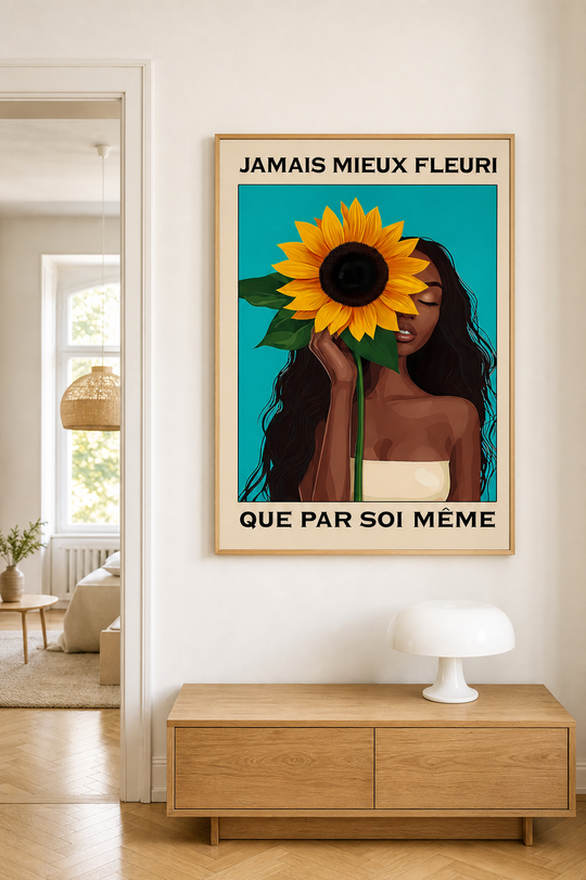 « Jamais mieux fleuri que par soi même » — Art Print encadré, mise en situation 1