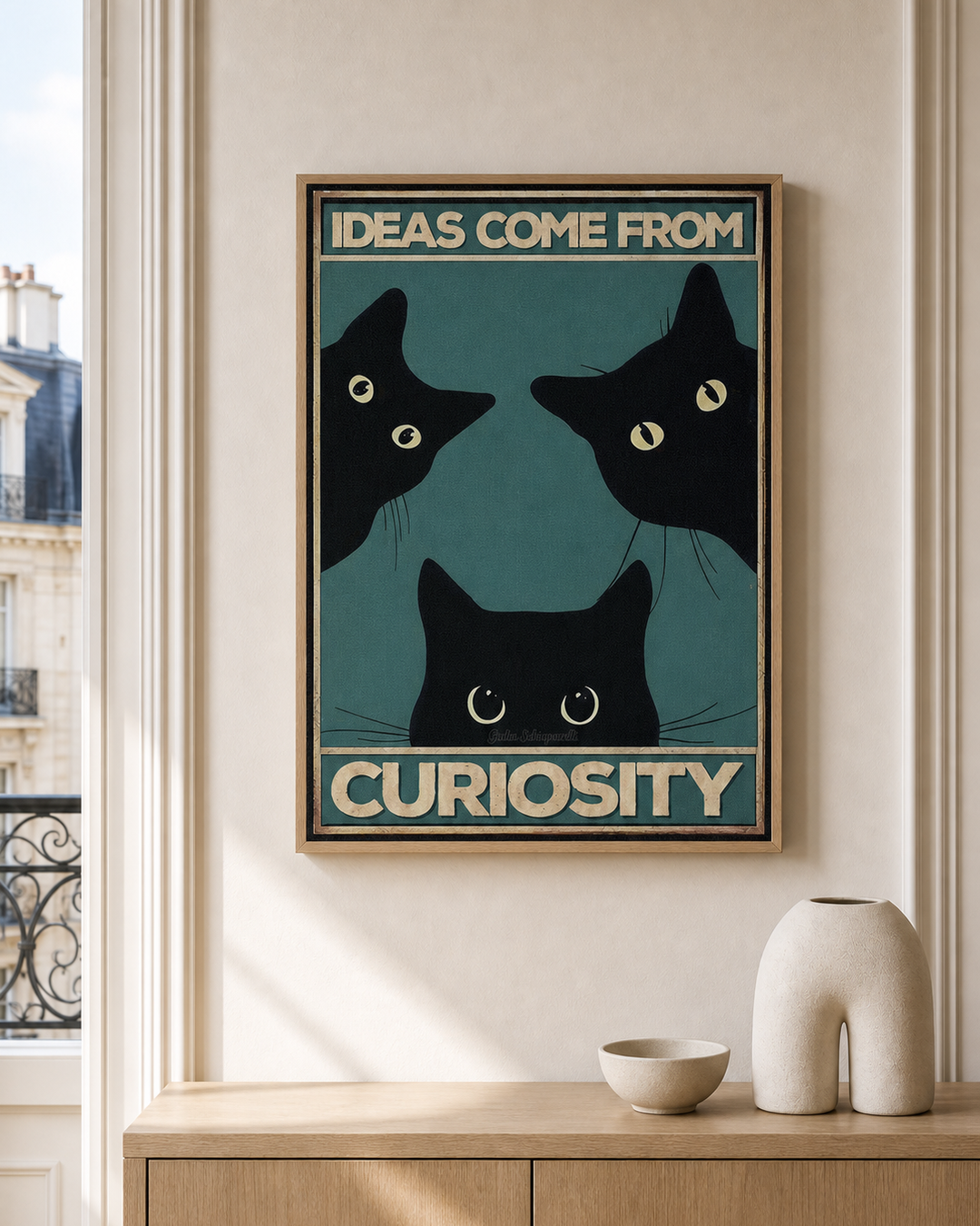 “Ideas come from curiosity” — cotton-linen canvas, lifestyle A