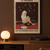 « La musique est un remède pour l'âme » — Art Print encadré, mise en situation 1