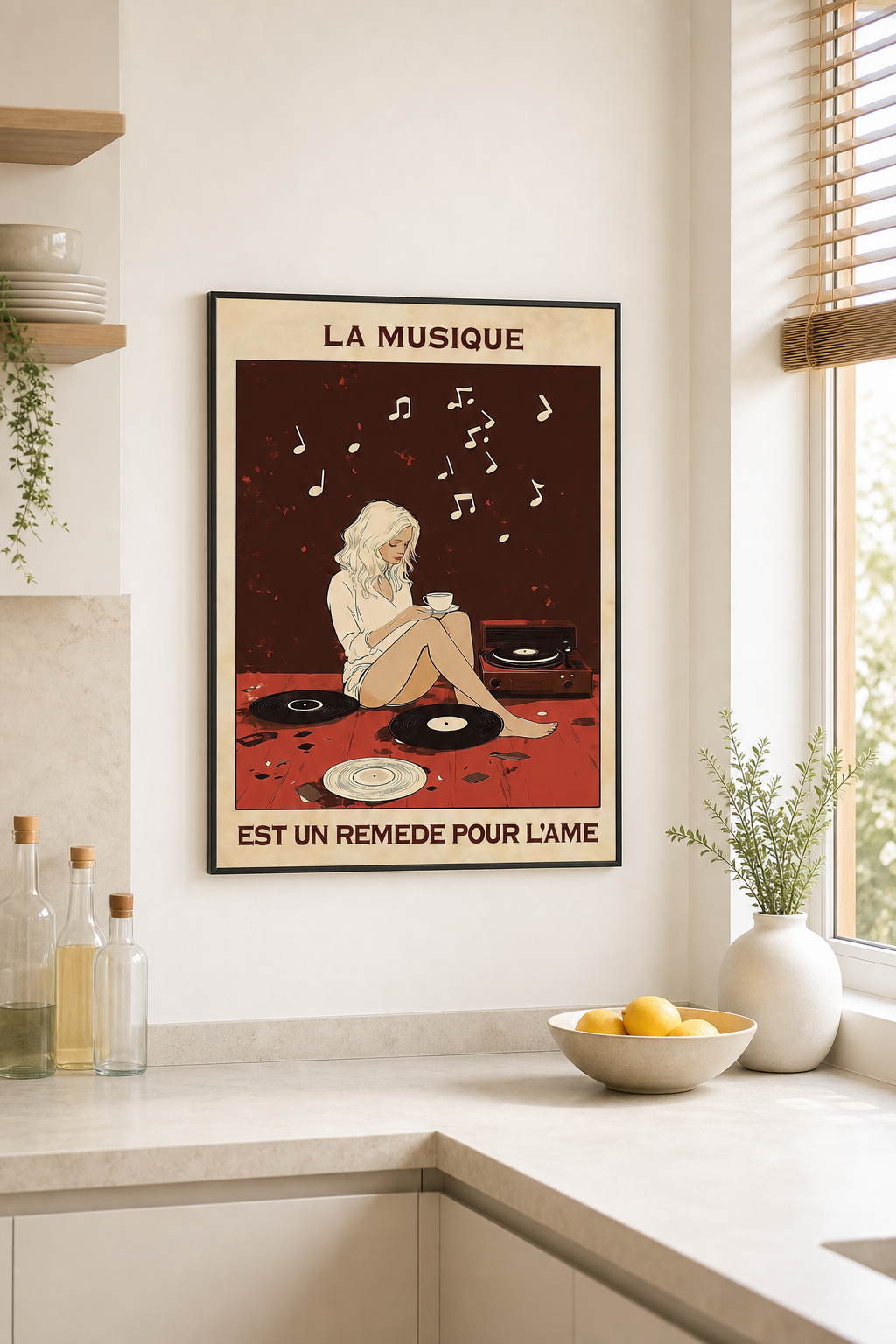 « La musique est un remède pour l'âme » — Art Print encadré, mise en situation 2