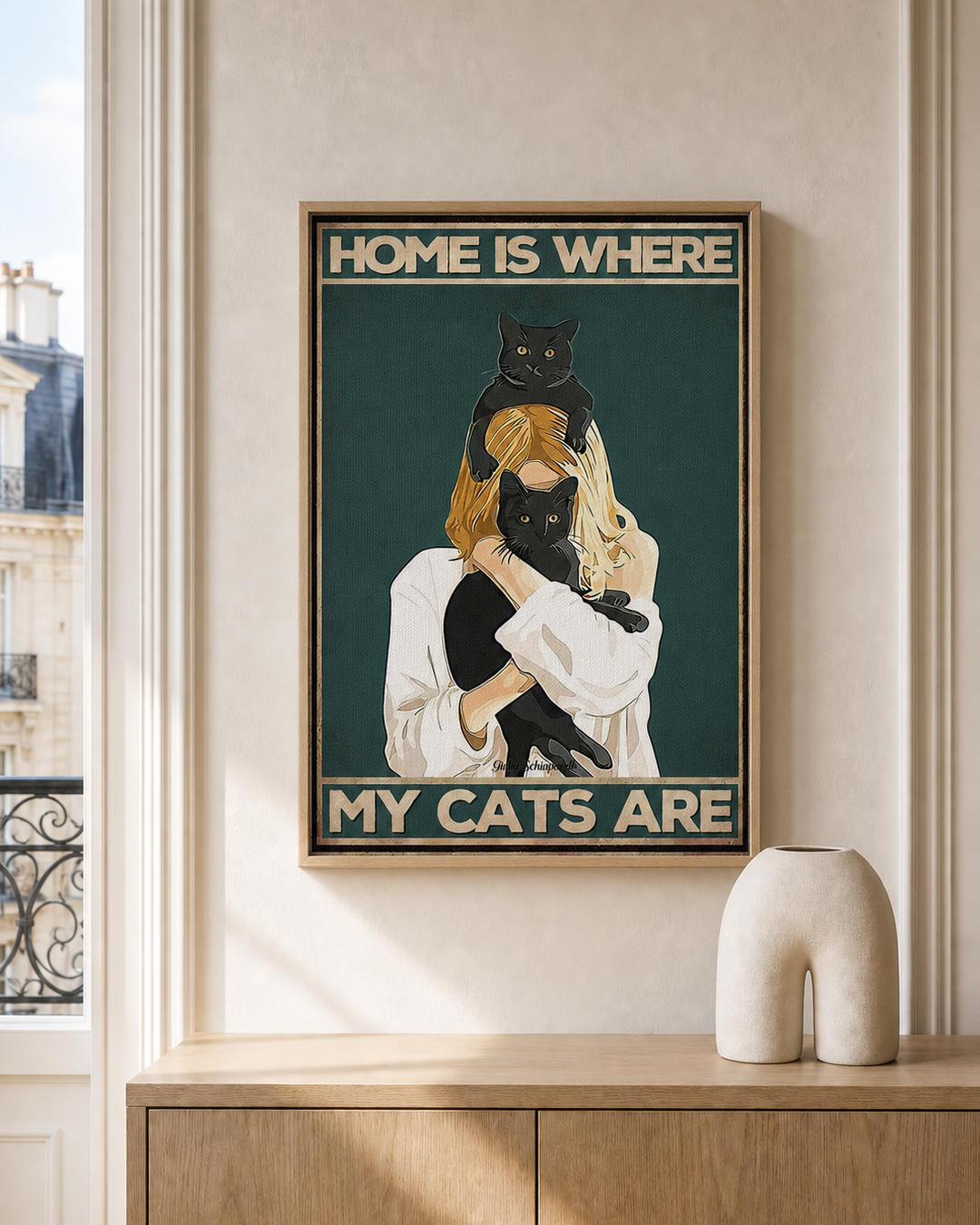 “Home is where my cats are” — cotton-linen canvas, lifestyle A