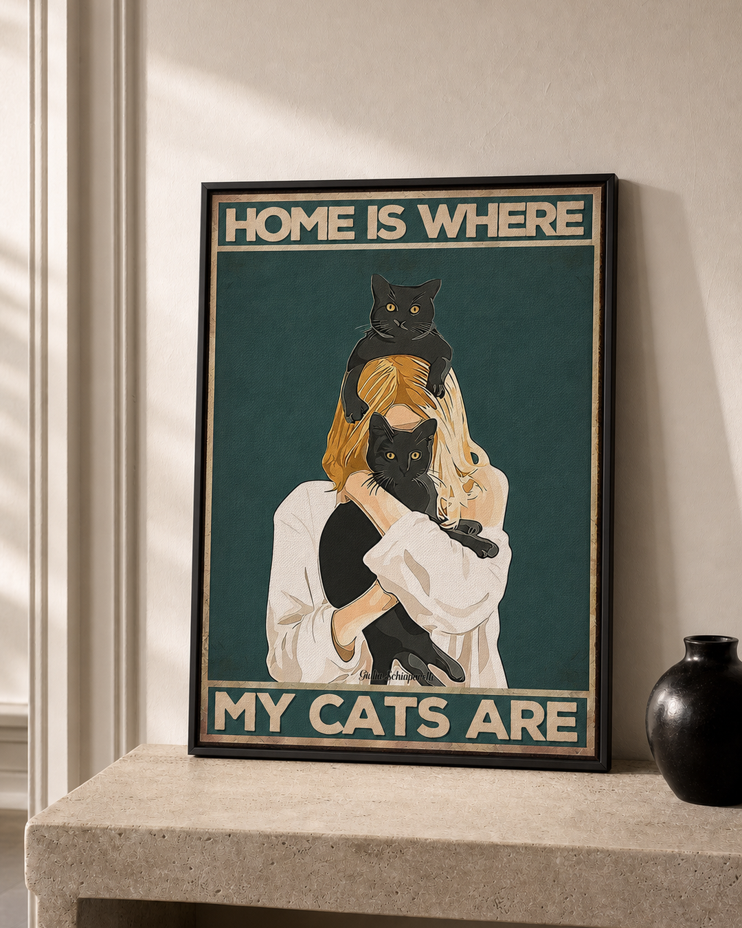 “Home is where my cats are” — cotton-linen canvas, lifestyle B