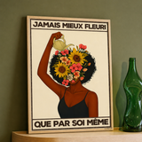 « Jamais mieux fleuri que par soi-même — Crème & Sable » — Art Print encadré, mise en situation 1