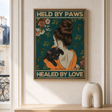 “Held by paws, healed by love” — cotton-linen canvas, lifestyle A