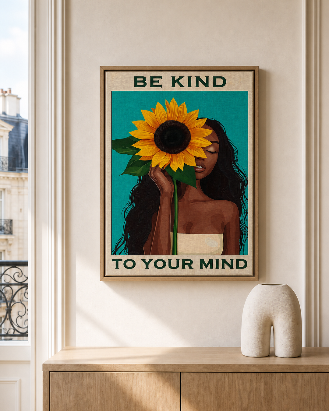“Be kind to your mind” — cotton-linen canvas, lifestyle A