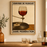 « S'enivrer de musique? Sans modération — Crème & Sable » — Art Print encadré, mise en situation 1