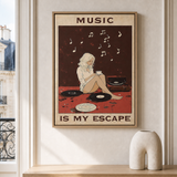 “Music is my escape” — cotton-linen canvas, lifestyle A