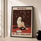 “Music is my escape” — cotton-linen canvas, lifestyle B