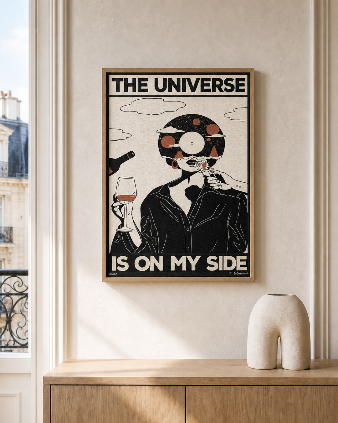 “The universe is on my side — Atelier I” — cotton-linen canvas, lifestyle A