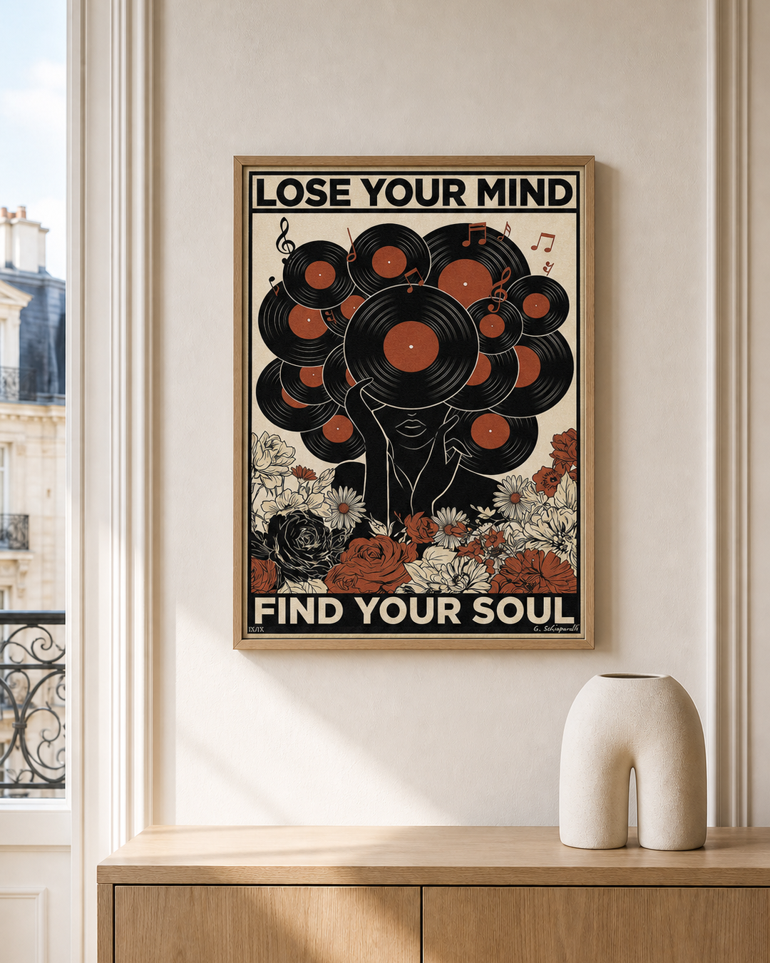 “Lose your mind, find your soul — Atelier” — cotton-linen canvas, lifestyle A