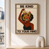 “Be kind to your mind — Crème & Sable” — cotton-linen canvas, lifestyle A
