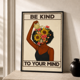 “Be kind to your mind — Crème & Sable” — cotton-linen canvas, lifestyle B