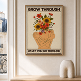 “Grow through what you go through — Crème & Sable” — cotton-linen canvas, lifestyle A