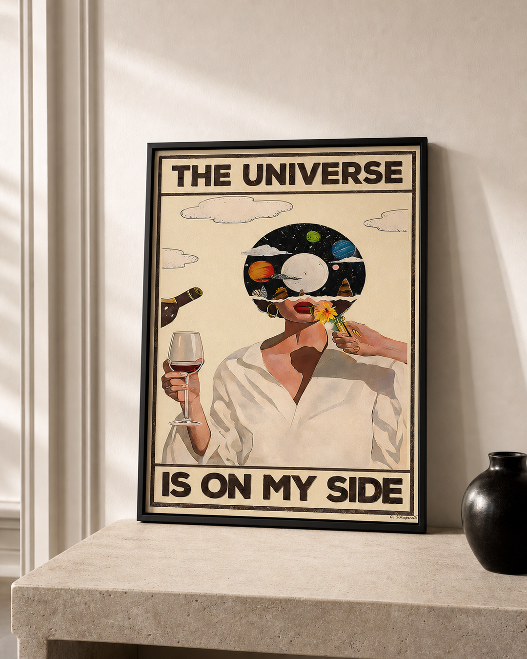 “The universe is on my side — Crème & Sable” — cotton-linen canvas, lifestyle B