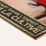 « Un livre est une fleur qui s'épanouit dans l'esprit de celui qui la cultive » — toile texturée, détail du coin inférieur droit