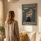 « Cueille la vie, sème ta musique » — dimensions et échelle de la toile dans un intérieur