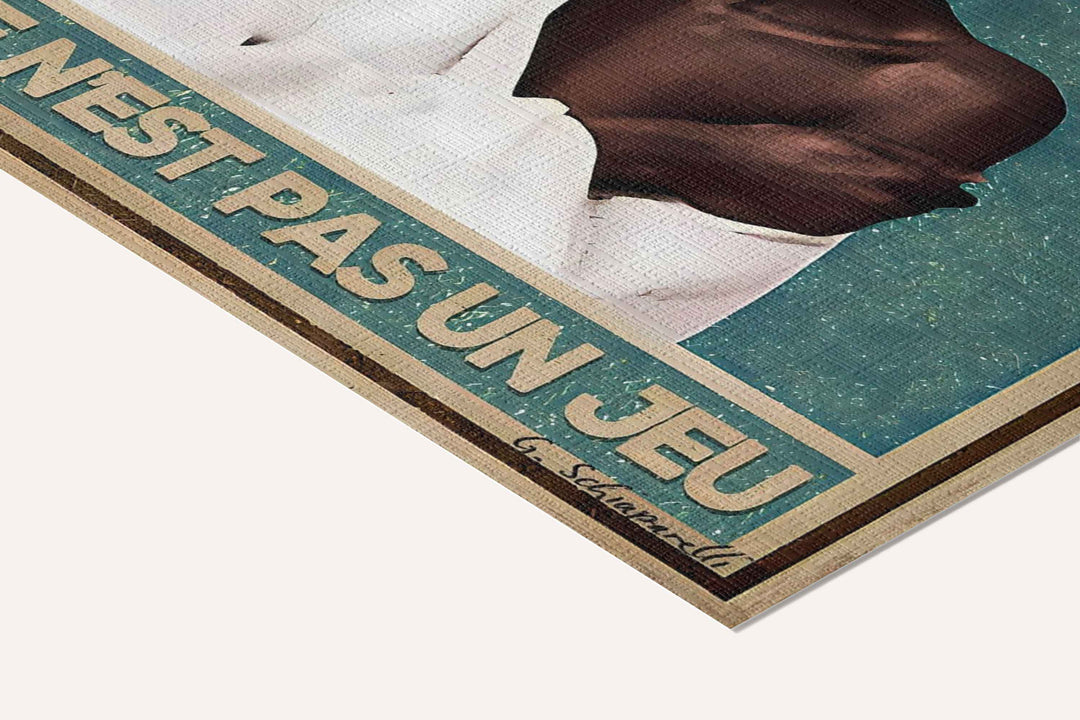 « Tu as les cartes en main et ce n'est pas un jeu » — toile texturée, détail du coin inférieur droit