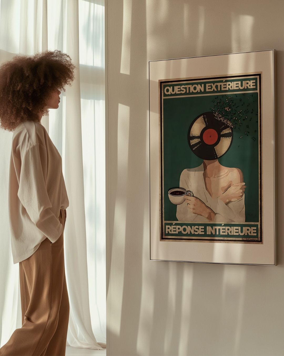 « Question extérieure, réponse intérieure » — échelle de l’œuvre dans un intérieur / artwork scale in a home