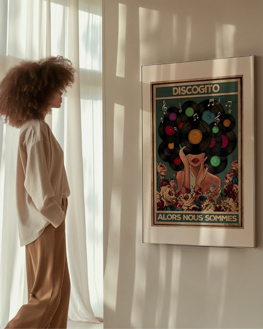 « Discogito alors nous sommes » — échelle de l’œuvre dans un intérieur / artwork scale in a home