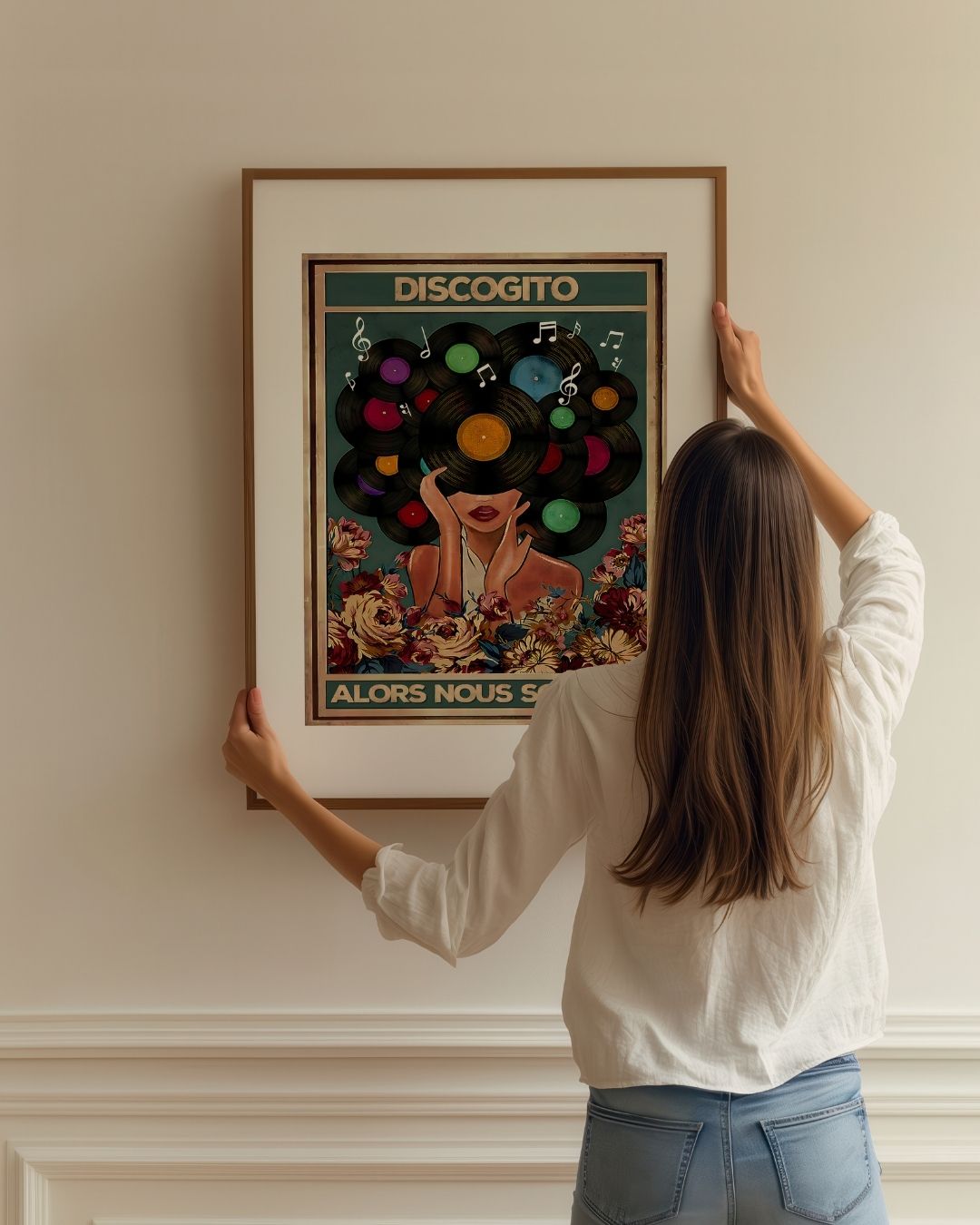 « Discogito alors nous sommes » — installation de l’œuvre dans un intérieur / artwork installation in a home