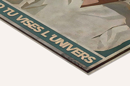 « Le monde est facile quand tu vises l'Univers » — toile texturée, détail du coin inférieur droit