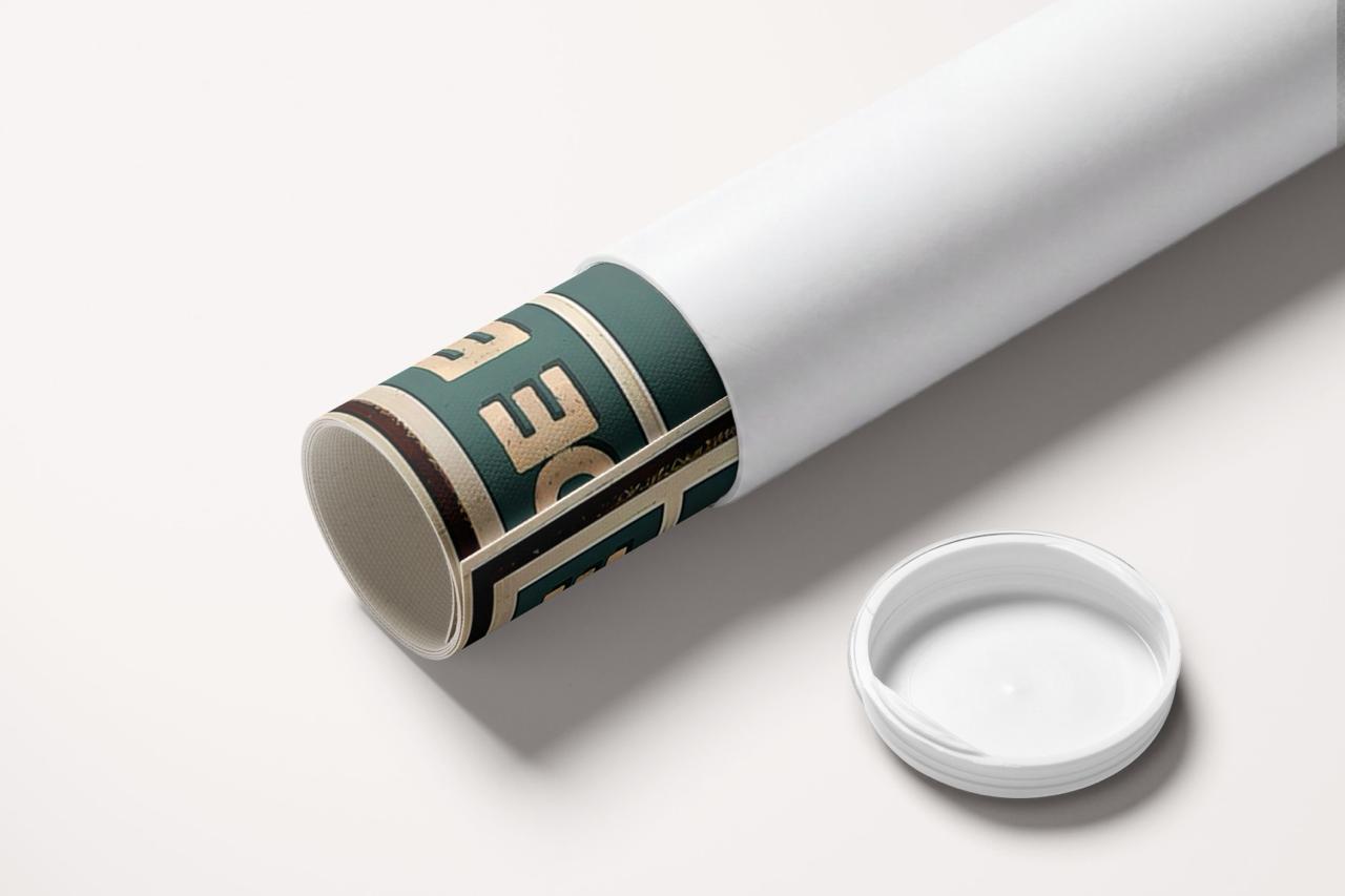 « Le monde est facile quand tu vises l'Univers » — toile enroulée dans son tube de protection
