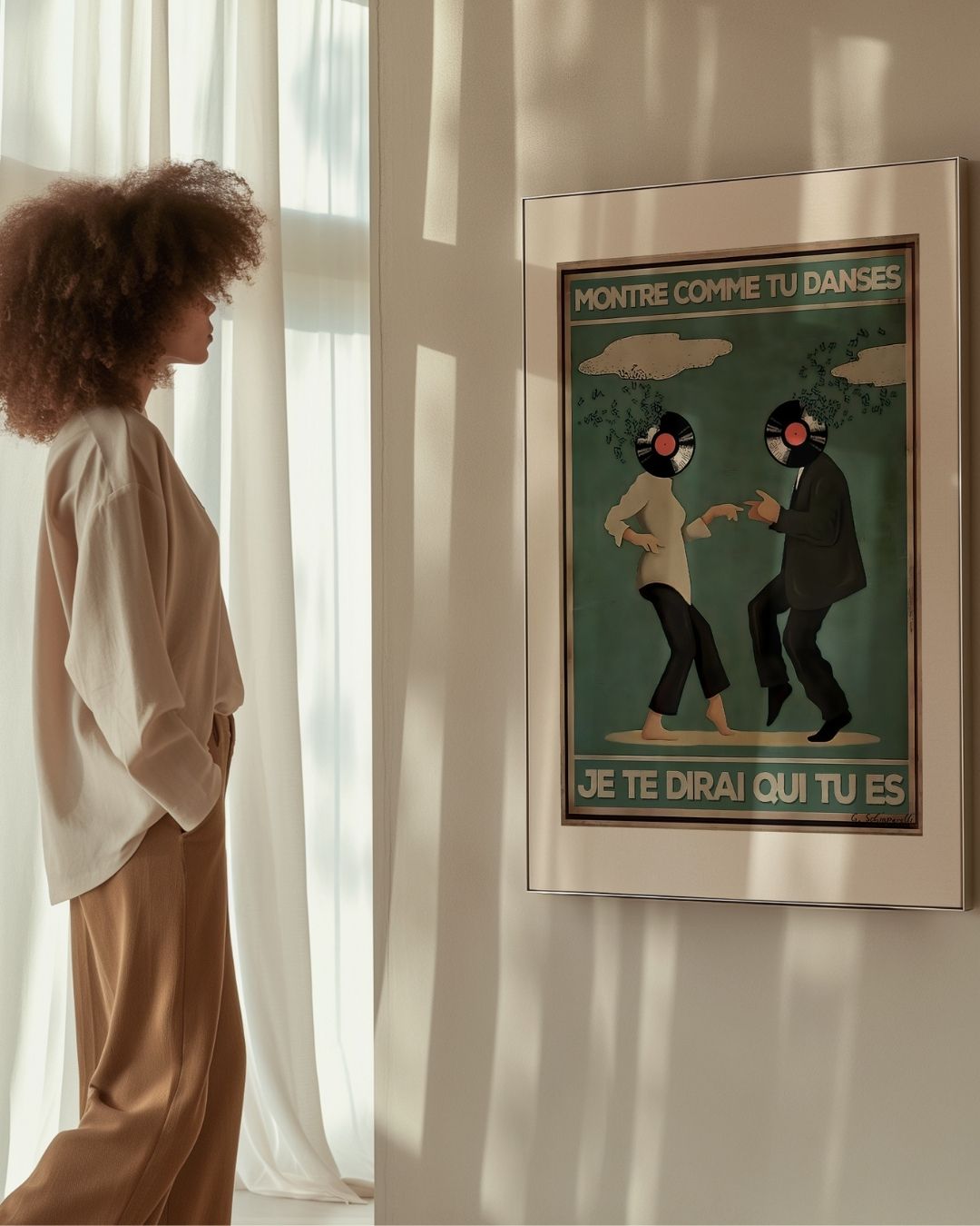 « Montre comme tu danses je te dirai qui tu es » — échelle de l’œuvre dans un intérieur / artwork scale in a home